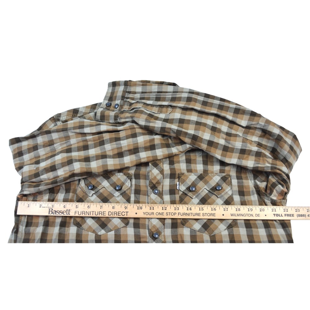 Levis Western Style Black Pearl Snap Modern Fit Plaid Shirt Pockets Woman's XL‎ - Picture 7 of 9